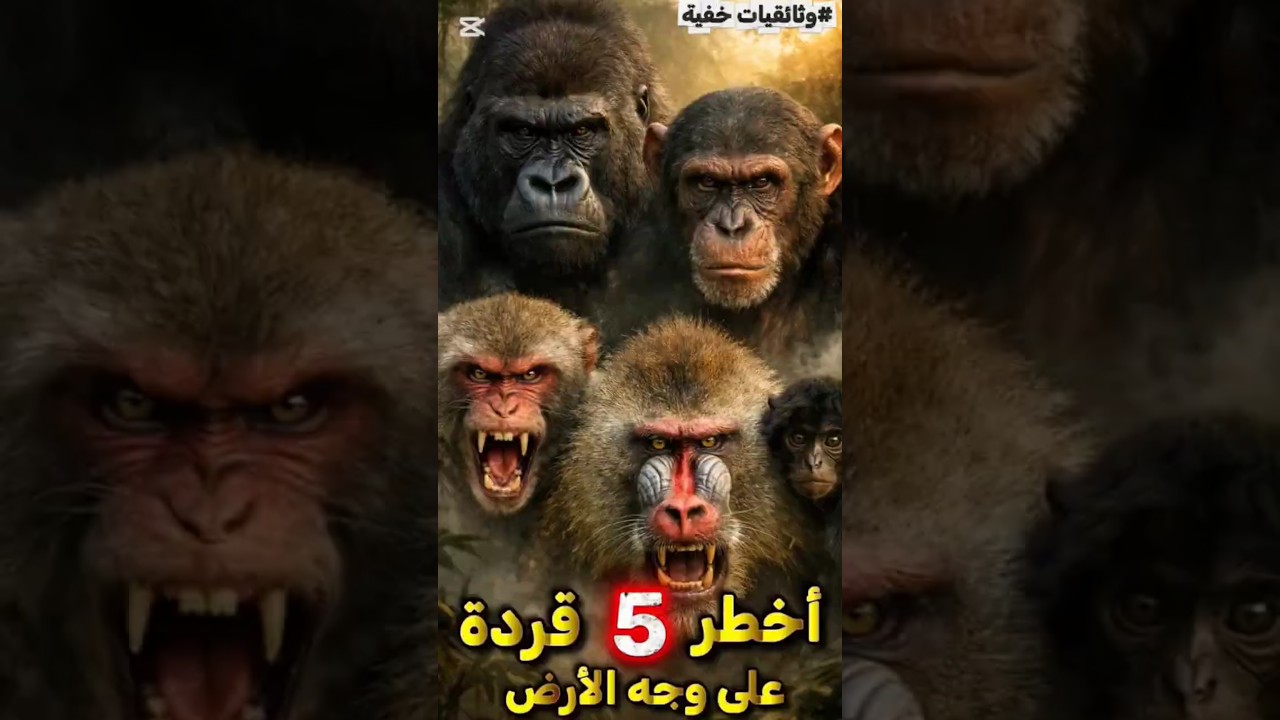 أخطر 5 قردة على وجه الأرض 🔥🦍 #حيوانات #الحياة_البرية #animals #animalshorts #documentary
