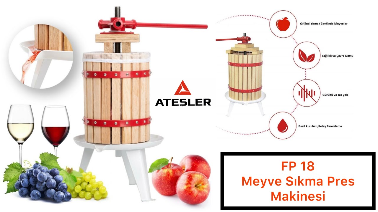 Fenglin || FP18 Ahşap Meyve Sıkma Pres Makinası 18L