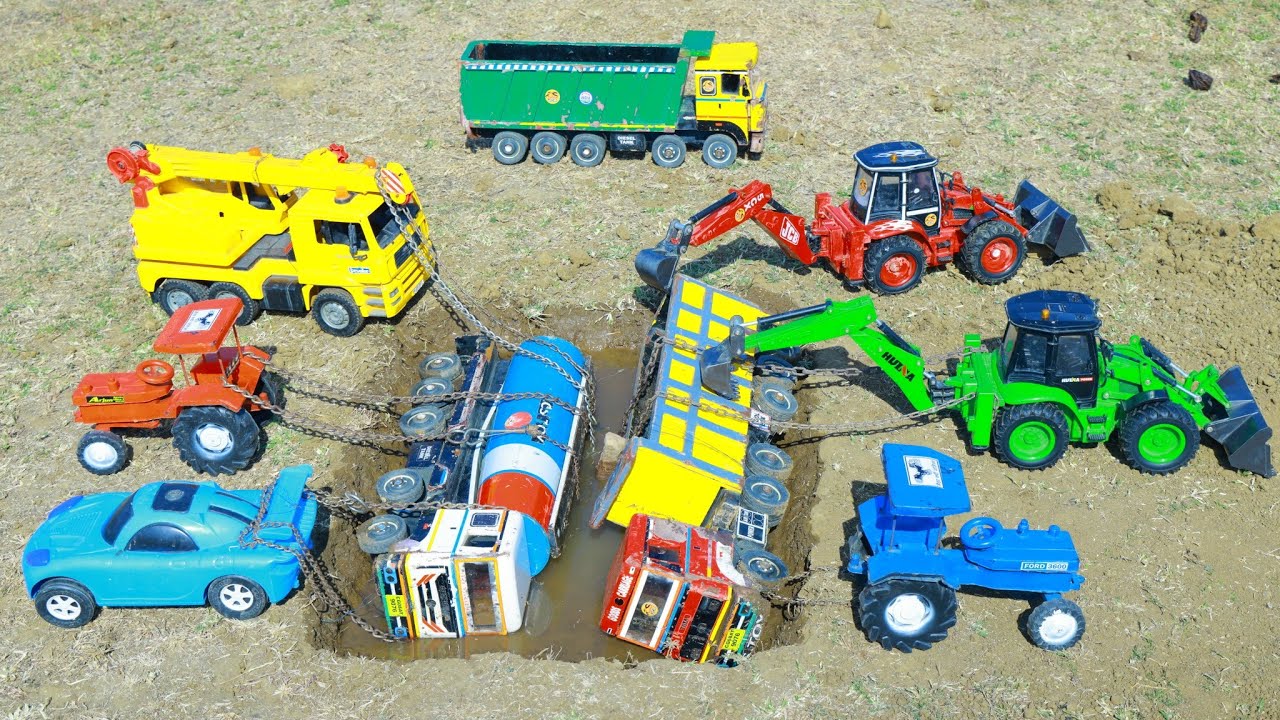 Tipper Dumper Truck Accident Mud Pulling Crane Tractor Car Jcb ? Cartoon kids Cartoon Video | CS Toy