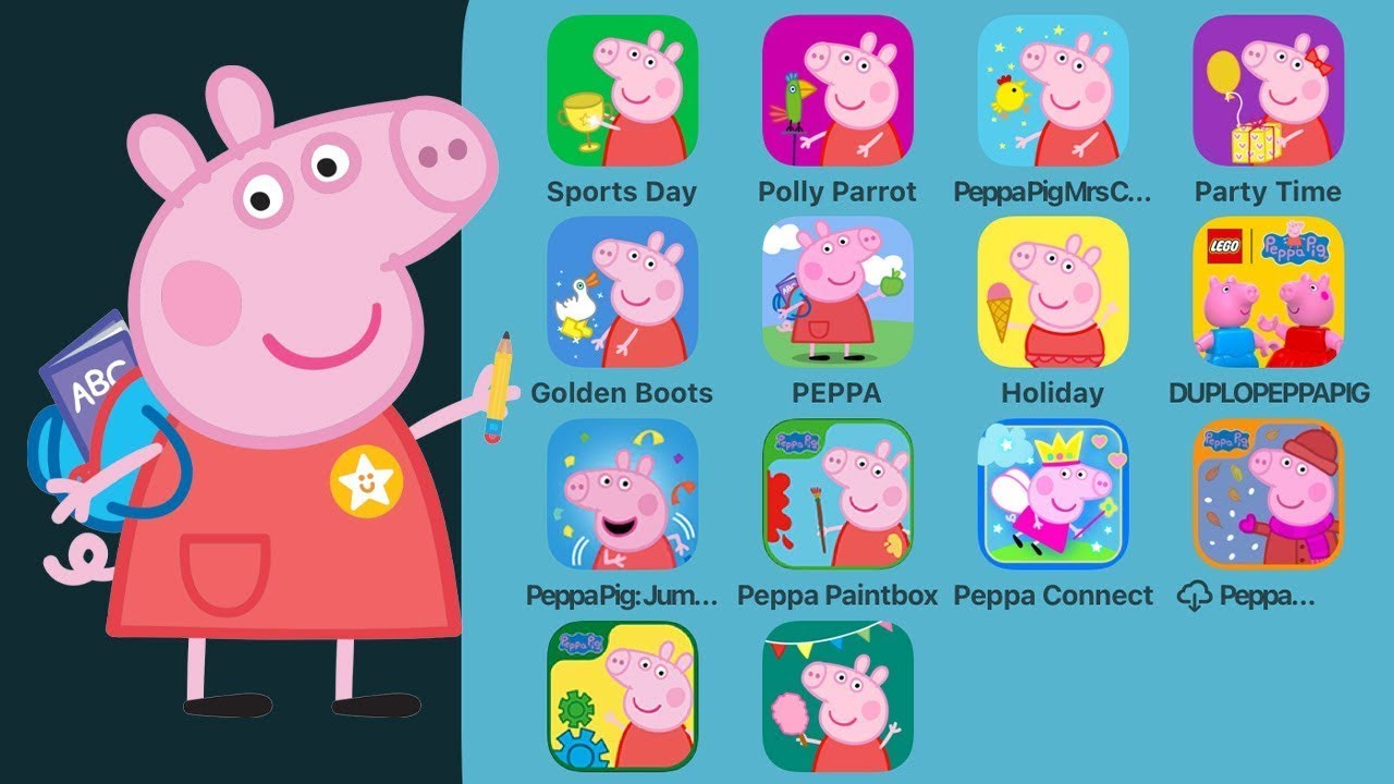 Все мобильные игры Peppa Pig: Peppa Pig: День спорта, Попугай Полли, Счастливая миссис Курица, Вр...