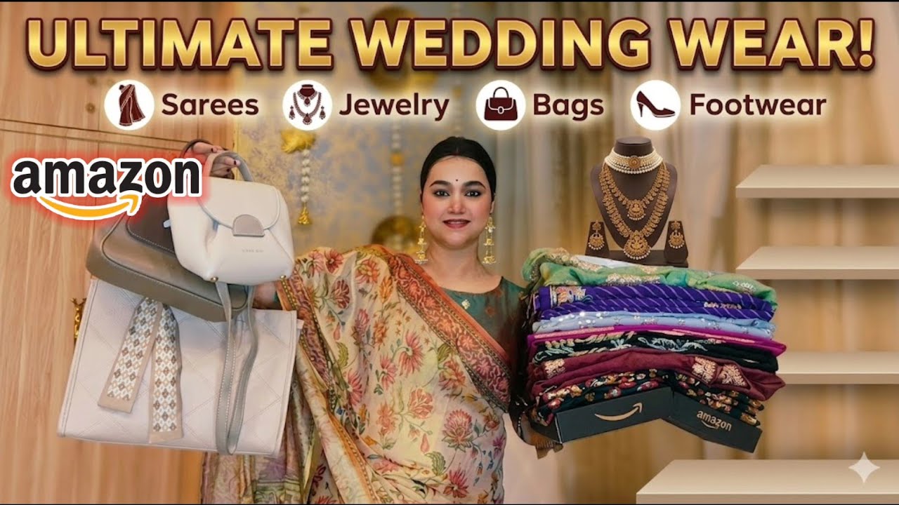 Amazon sale Saree, Jewellery set, Bracket, Footwear & Bag haul @PoojaRikichoyal 