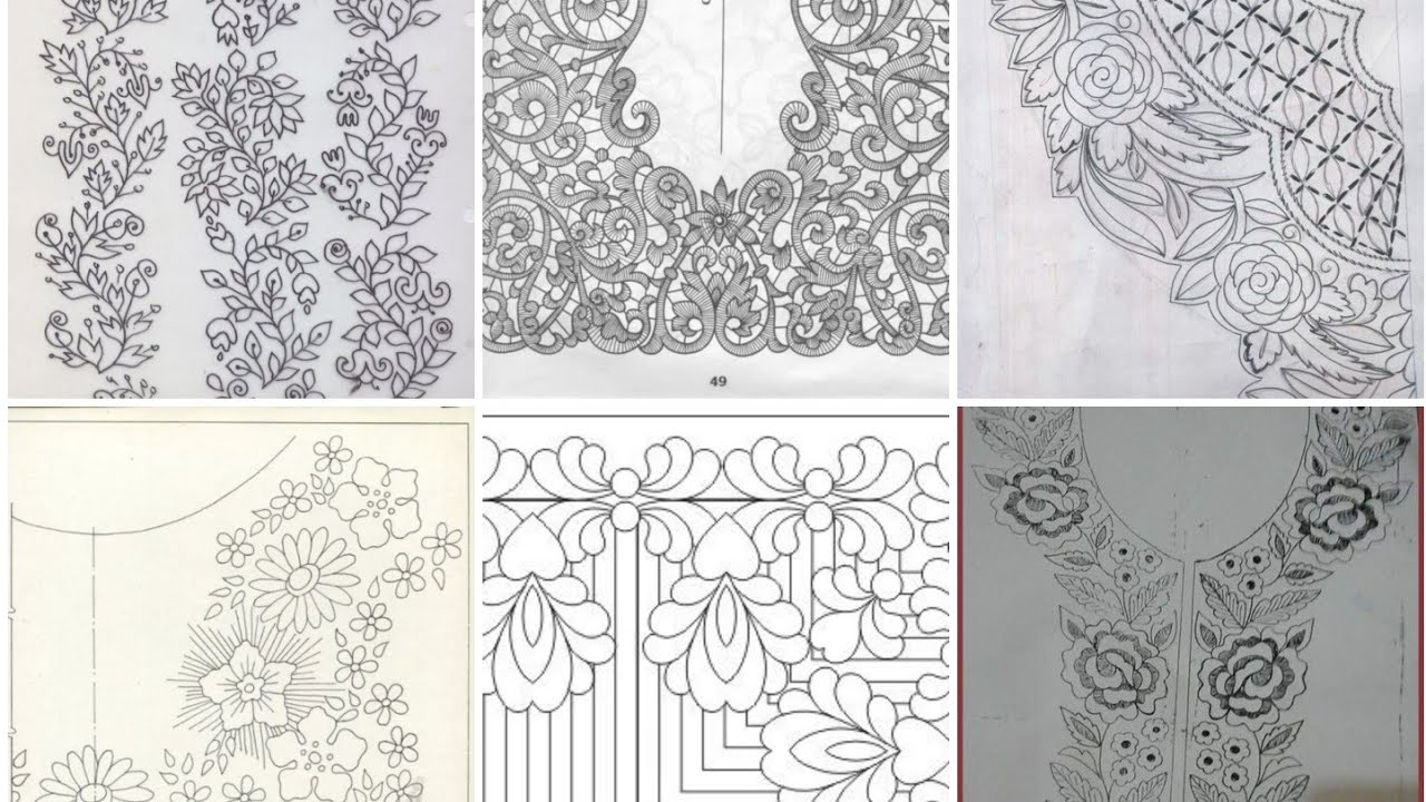 110+ Most Beautiful Hand Embroidery Designs For Dresses/ Butik Hater Kaj er Noksha or Design Picture