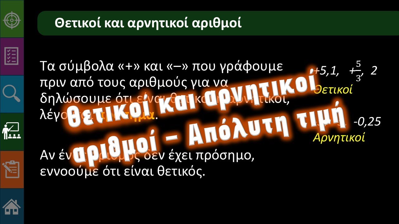 Β' Γυμνασίου Α.0.1 Θετικοί και αρνητικοί αριθμοί