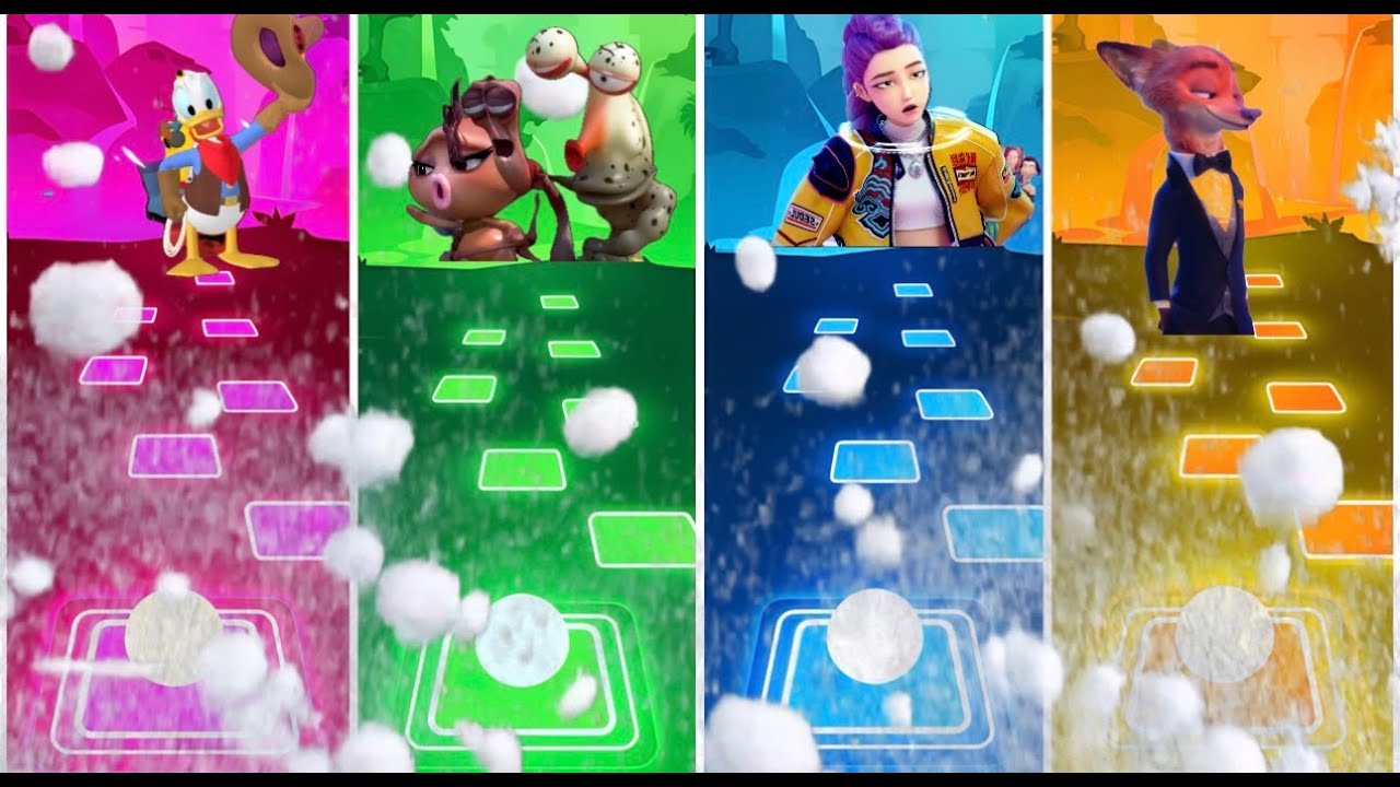 🎵 Tiles Hop EDM Rush | Дональд Дак 🆚 Забавный Слизняк 🆚 Лис из Зверополиса | Детская музыкальная ...