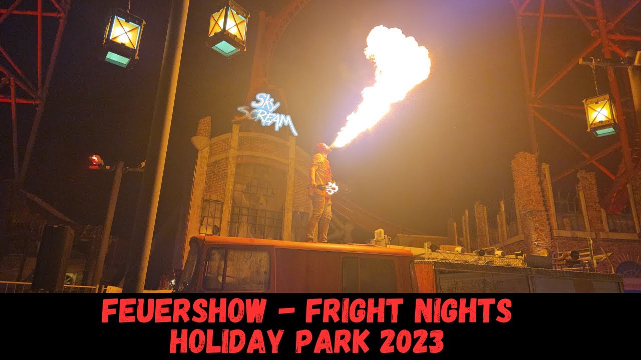 Spektakuläre Feuershow an den Halloween Fright Nights im #holidaypark 2023 | Hier brennt es in #4k