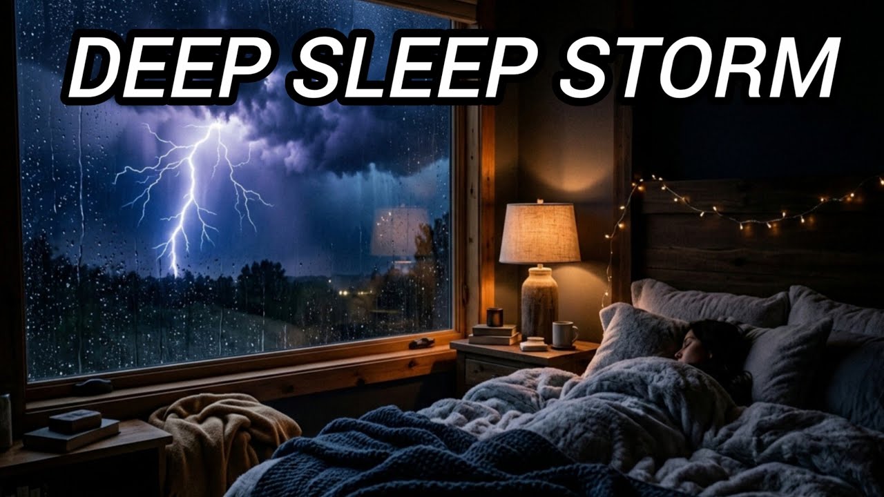 🌧️Thunderstorm Bedroom Ambience for Deep Sleep ⚡ Relaxing Rain & Thunder Sounds All Night❄️