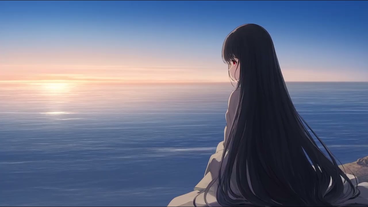 Anime Girl by the Sea 🌊 Relaxing Music for Sleep