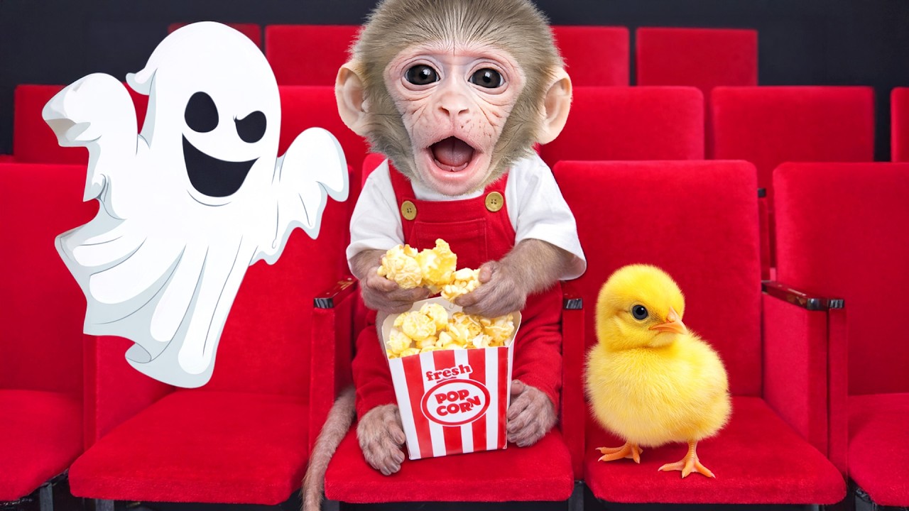 小猴子LuLu 小猴子电影院看电影，神秘小幽灵来捣蛋！ 👻🐒🎬 | 乐乐小猴子