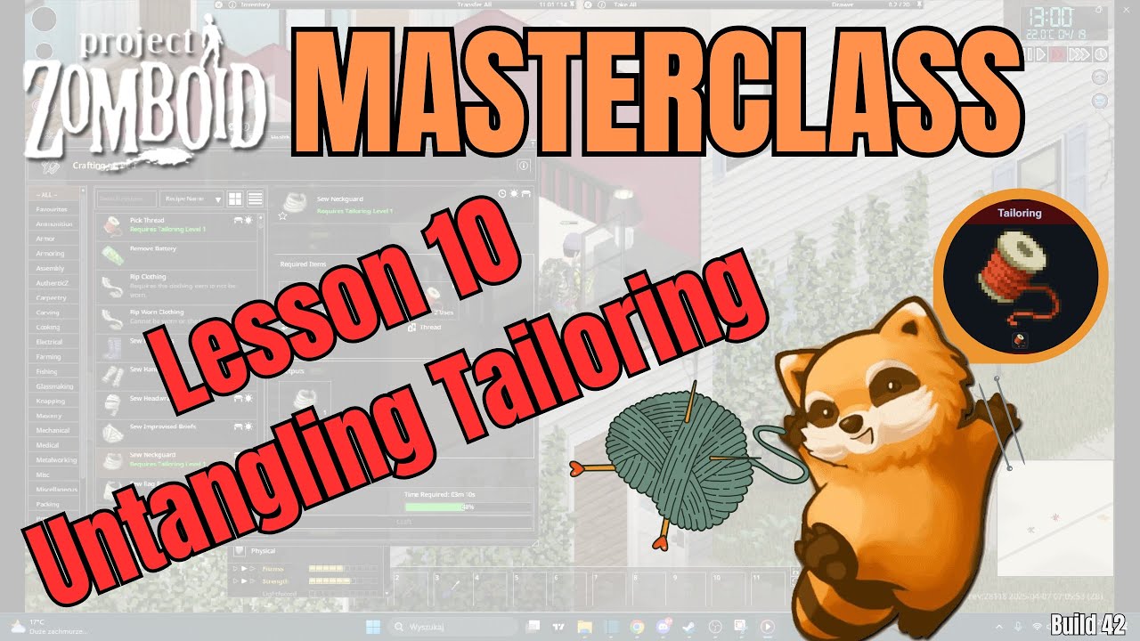 Project Zomboid Masterclass Lesson 10 | Complete Tailoring Guide | How to lvl up fast! |