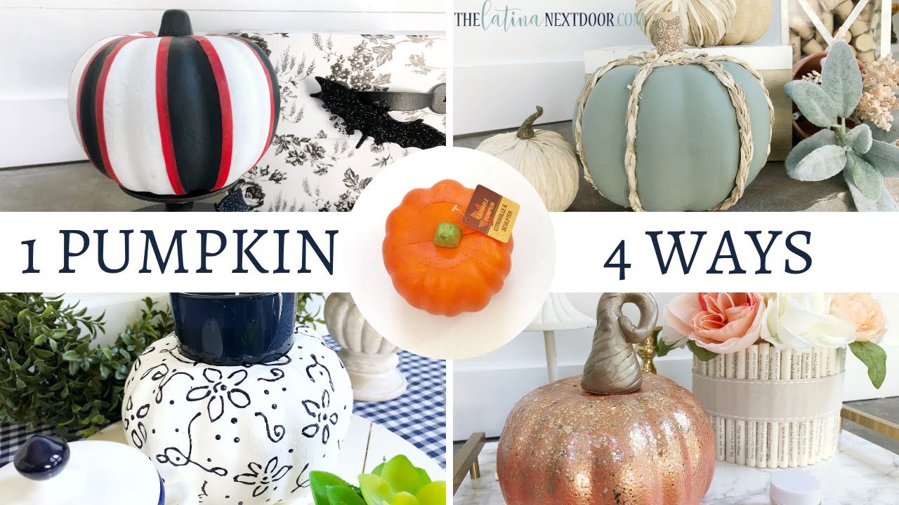 4 DIY Dollar Tree Pumpkins with PLAID