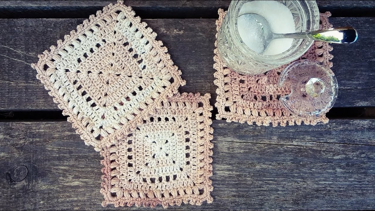 How To Crochet Square Picot Coaster