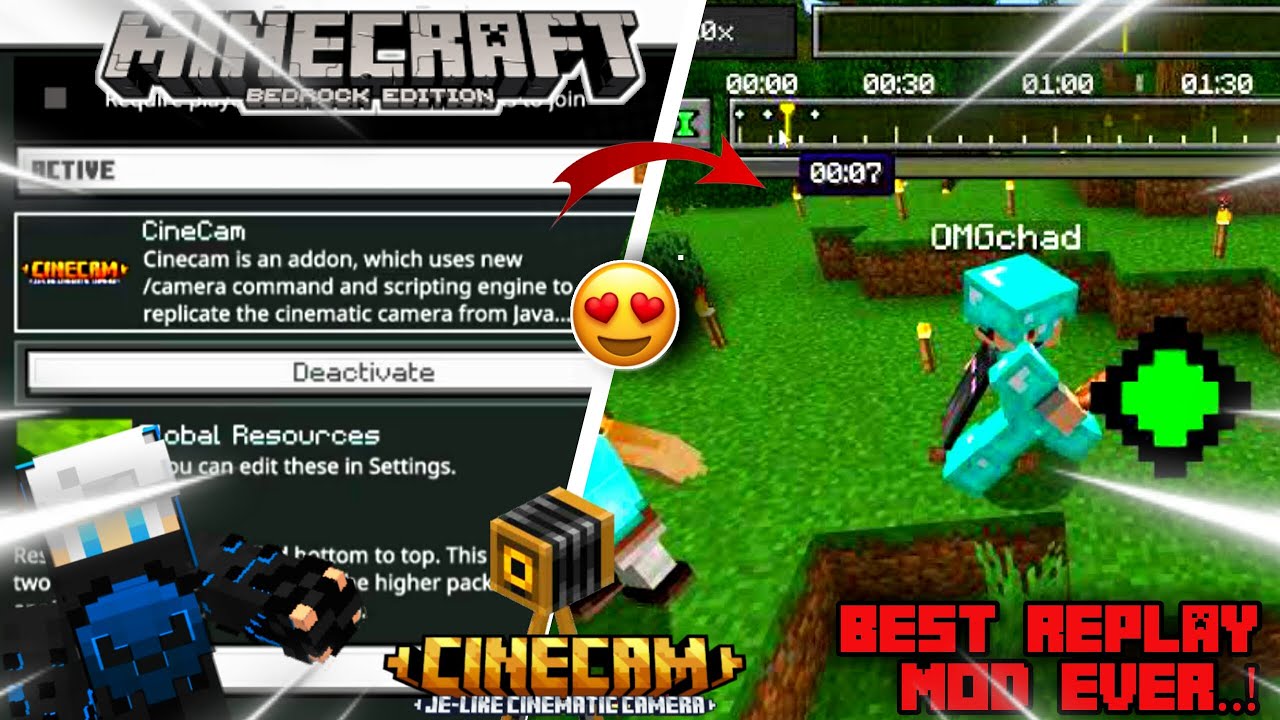 Cinecam Mod for Minecraft PE 1.20🔥🔥😱Best Cinematic Mod🔥