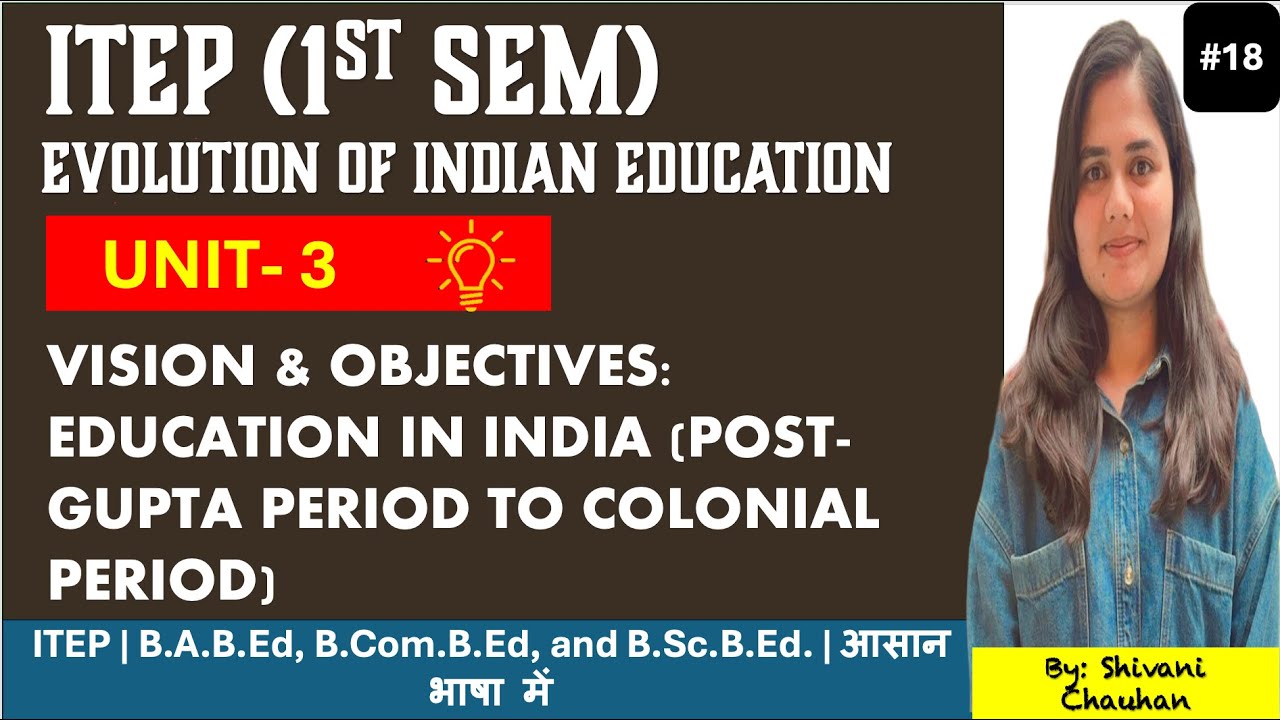 #18 UNIT - 3 | VISION & OBJECTIVE  (POST GUPTA TO COLONIAL PERIOD) | EVOLUTION OF INDIAN EDUCATION