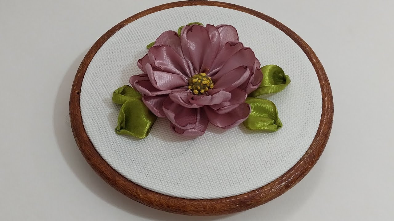 Simple flower ribbon embroidery design #embroidery #handembroidery 