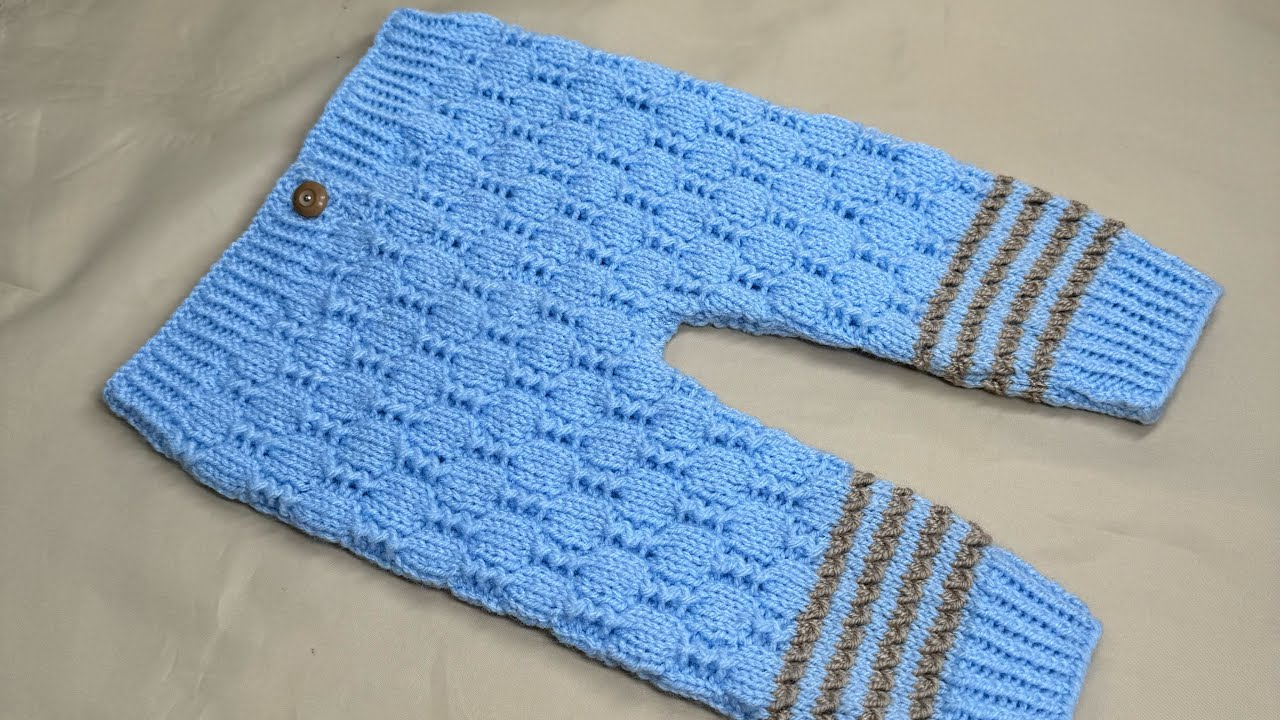 Hand Knitted trouser jogger pant for newborn (0-3)months old baby boy detail tutorial