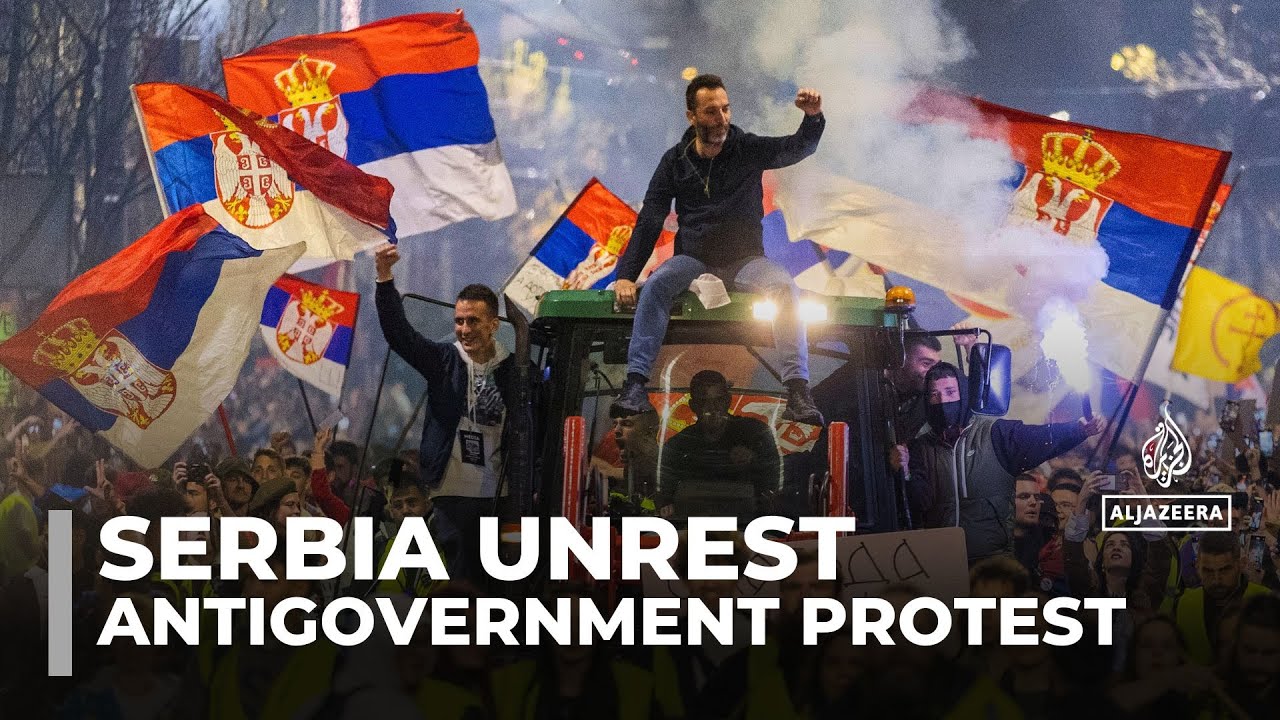 Tens of thousands join antigovernment protest in Serbia’s capital, Belgrade