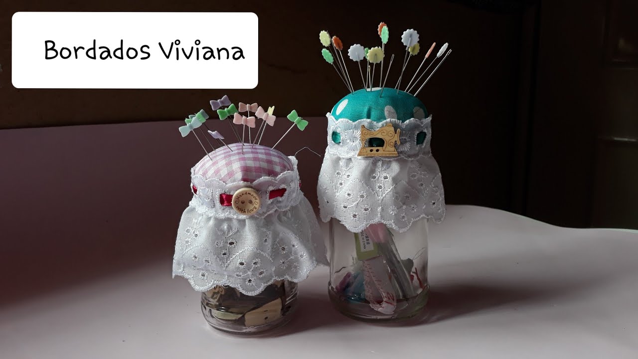 Costurero Alfiletero con Frasco de Vidrio
