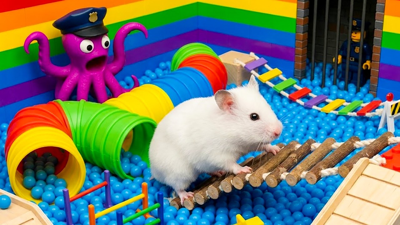 Hamster Escapes Octopus Police in Shadow Maze | Hamster Maze