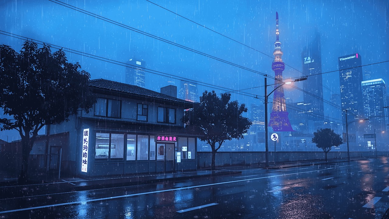 90s Rainy Atmosphere in a Tokyo Cafe 🌧️ Lofi Music for Study
