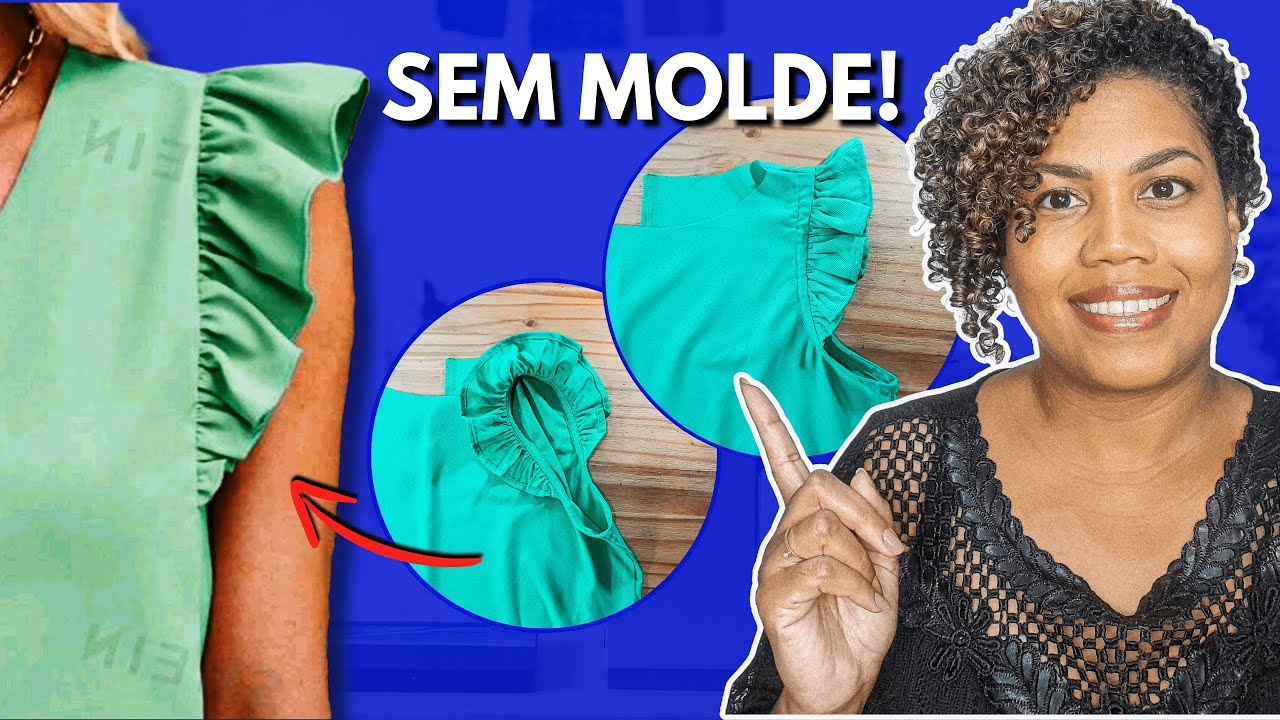Aprenda a fazer BABADO NA MANGA de blusa de forma FÁCIL e RÁPIDA e sem molde