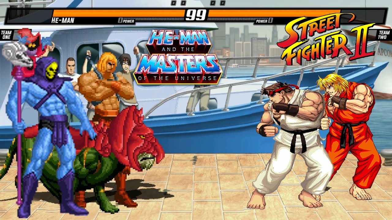 HE-MAN & SKELETOR VS RYU & KEN - HIGH LEVEL INSANE EPIC FIGHT! BEST OF 3 MATCHES!