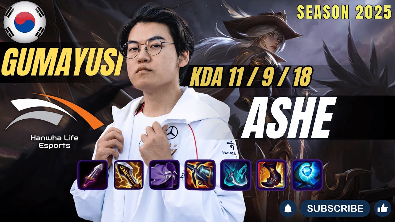 HLE Gumayusi ASHE vs YUNARA ADC - Patch 25.24 KR Ranked | lolrec