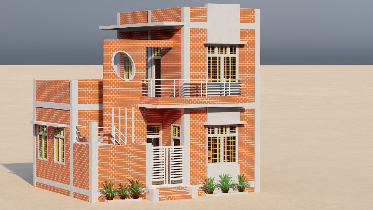 पूरी जानकारी के साथ गांव में चार कमरे कैसे बनाये,3D 4 Bedroom Village House Design,Best House Design
