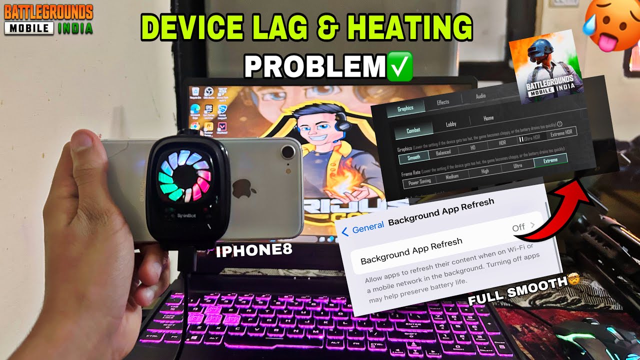 BGMI/PUBG Lag Problem Solution💯 Device Heating Problem | iPhone8 PUBG Test