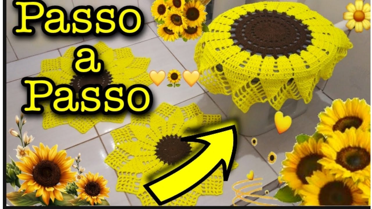 🌻Jogo de Banheiro Girassol 🌻 _Tampa do vaso Modificada