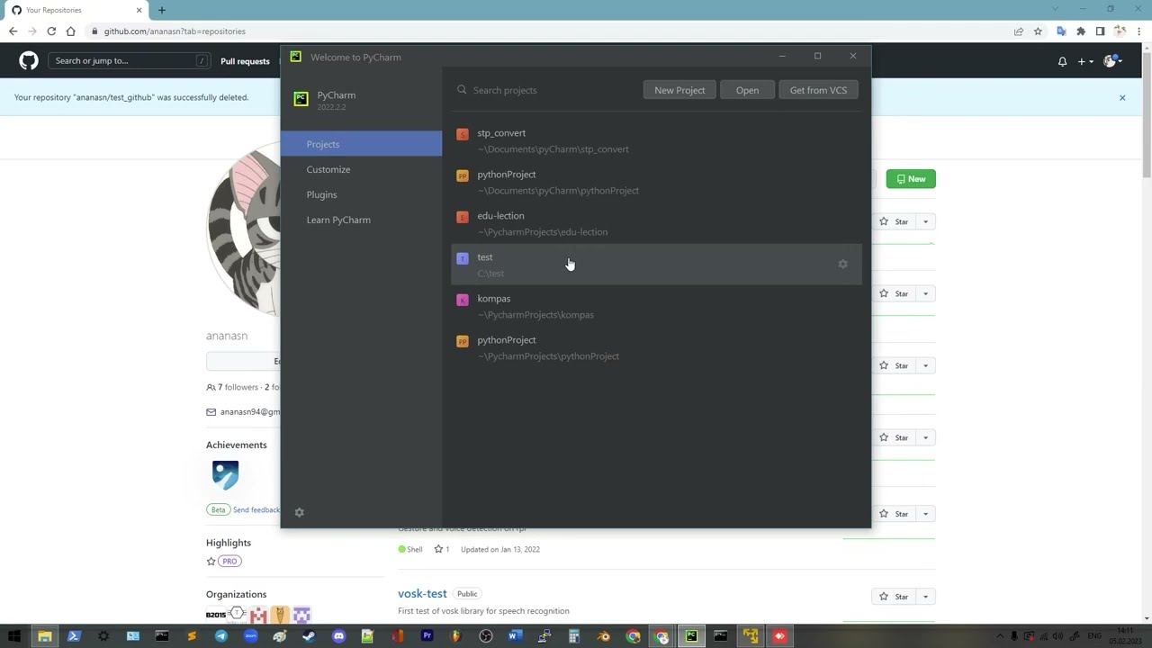 Дополнение. Интеграция PyCharm и github.