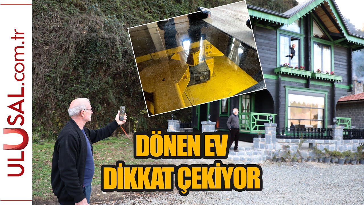 Rize'de 360 derece d&ouml;nen ahşap ev ilgi odağı oldu