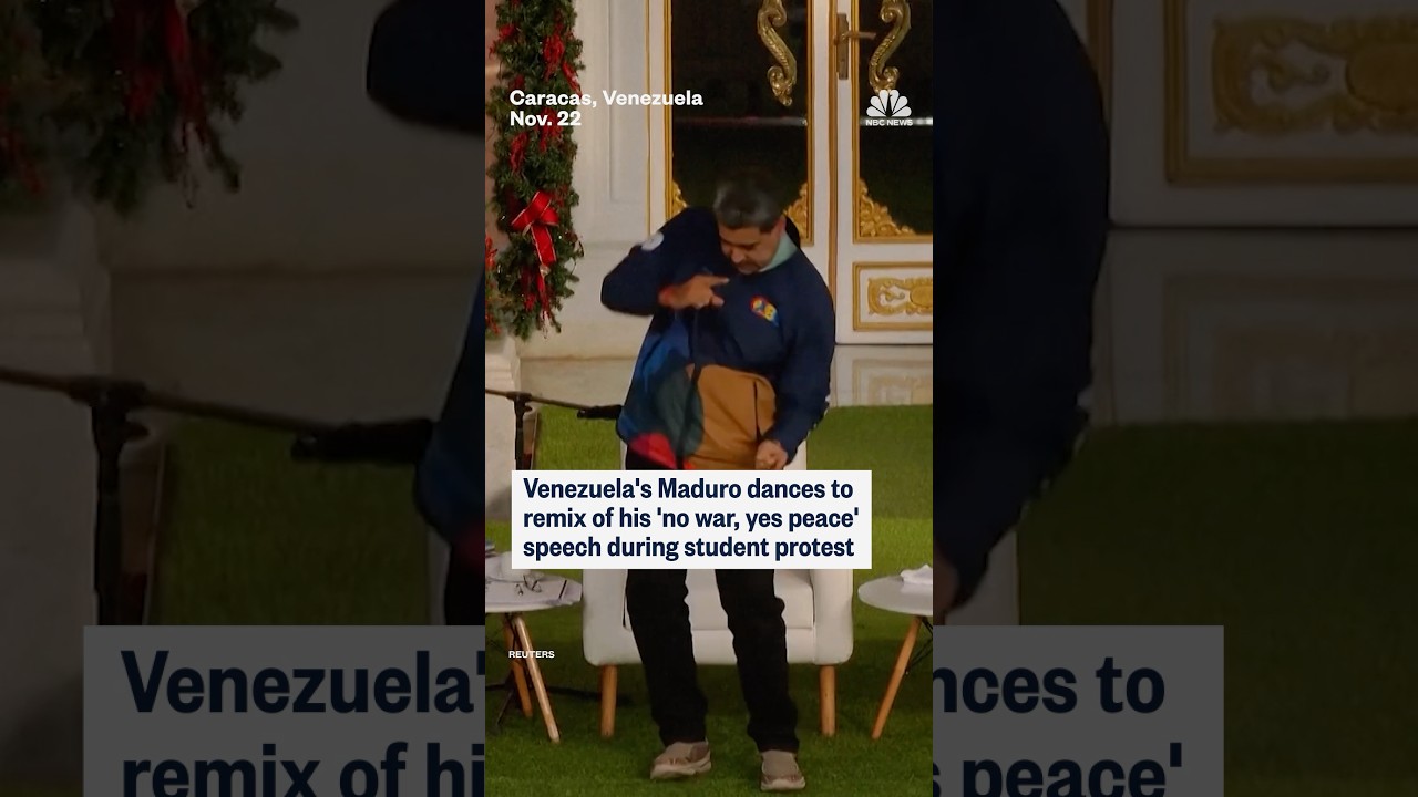 Venezuela's Maduro dances to remix of his 'no war, yes peace' speech during student protest