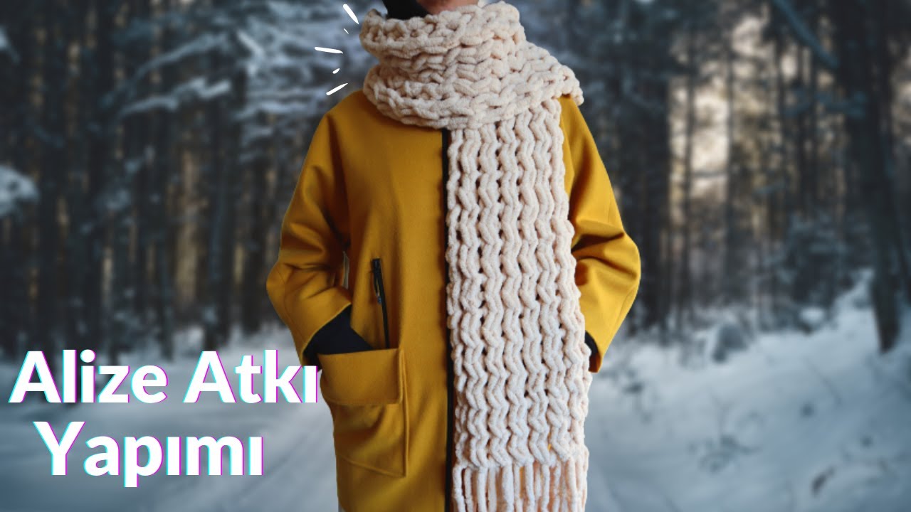 Alize Puffy Çapraz Atkı Yapımı - ŞİŞ YOK TIĞ YOK 💥