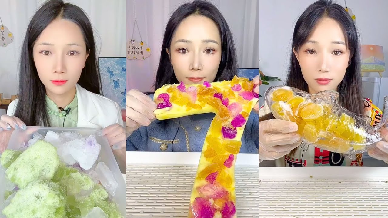 ASMR Colorful Ice Mukbang Eating Show | Satisfying Crunch & Relaxing Sounds | #182