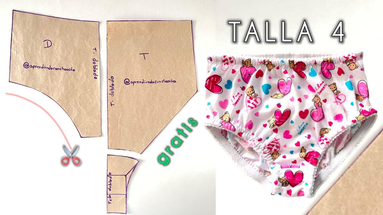 Fácil y rápido: cómo hacer un calzón/trusa para niña (talla 4) | Incluye molde descargable