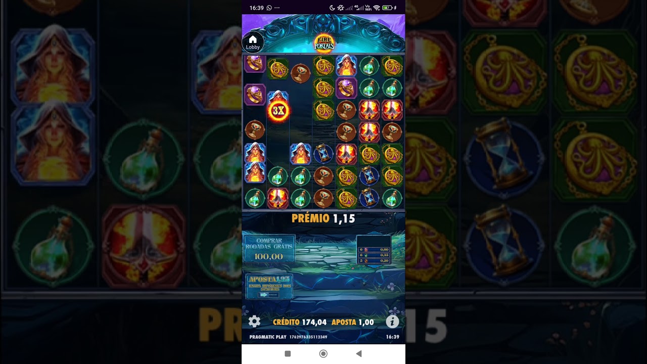 Primeiro vez que jogamos o Fire Portals e catamos 2 bônus no giro.
