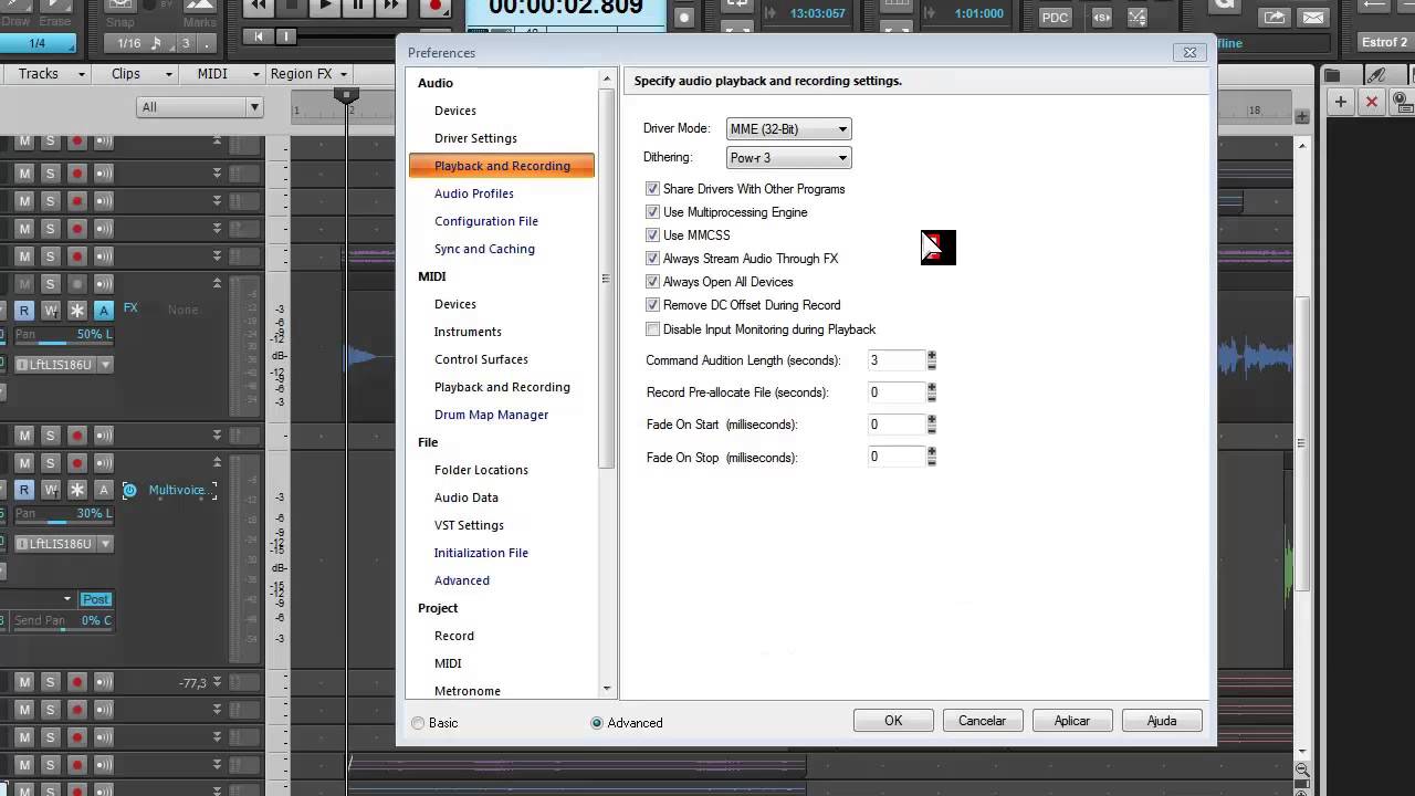 Curso Completo Sonar X3 - Modulo 14 -  Configuração de reprodução e gravação do audio