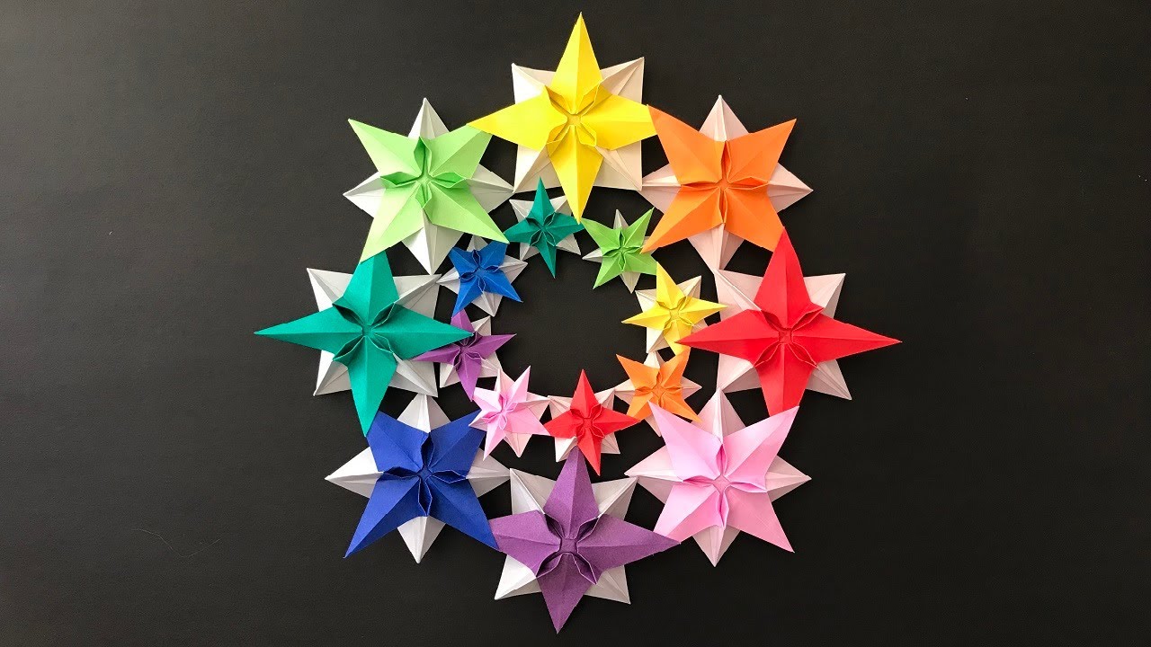 折り紙 星のリース 折り方 Origami star wreath tutorial（NiceNo1）