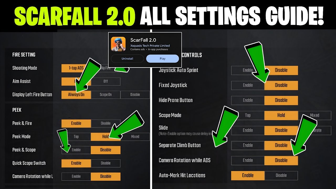 🔥 Scarfall 2.0 All Basic Settings / Gameplay Control / Pickup / Customize Settings Guide & Explain 