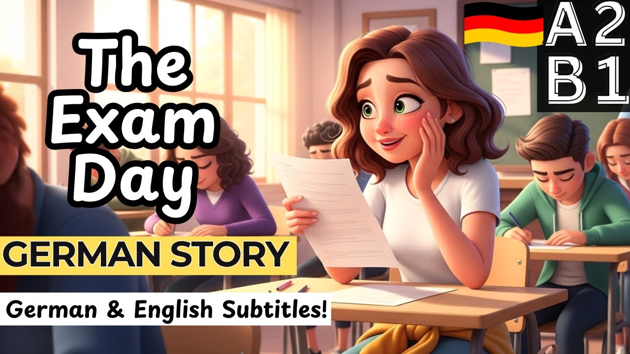 Learn German with a Fun A2&ndash;B1 Story :The Exam Day + Quiz & SUBTITLES
