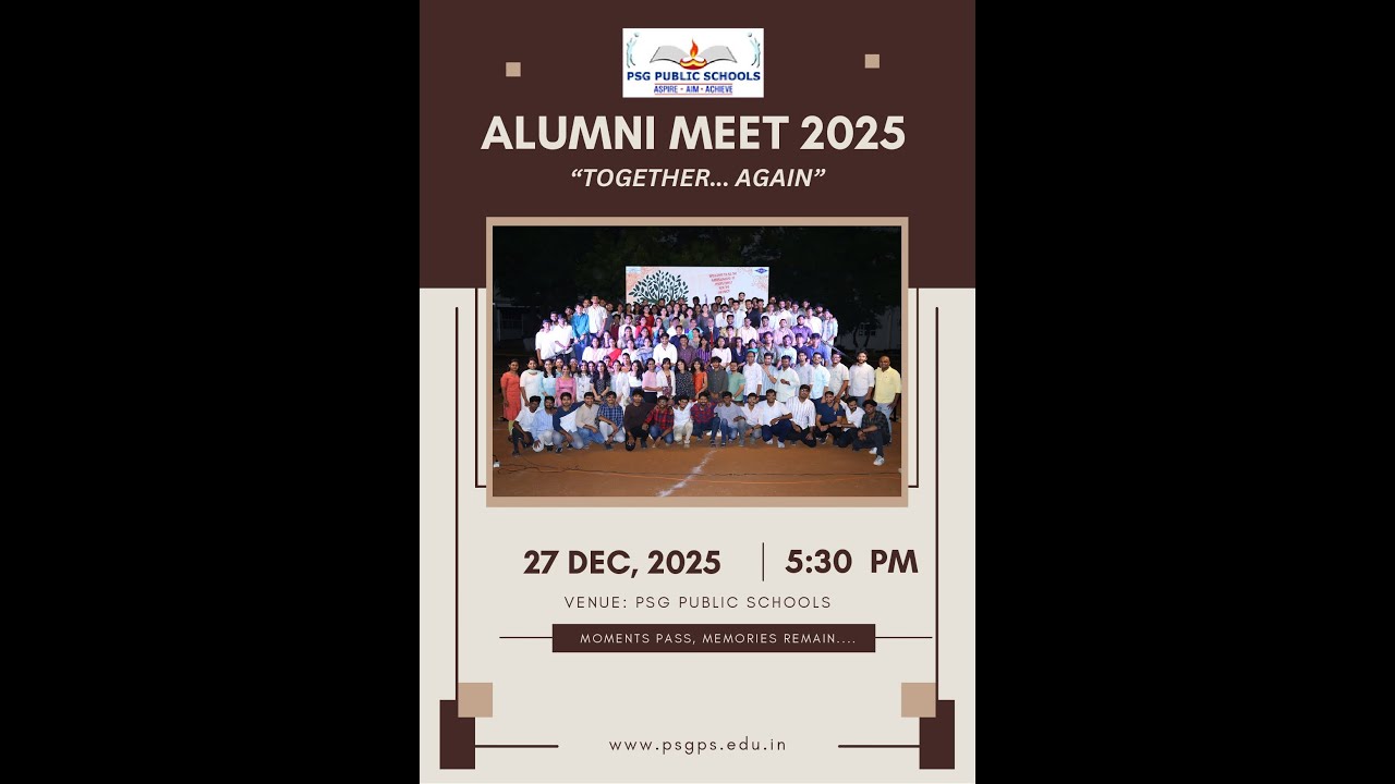 PSG Public Schools Alumni Meet 2025 | Live Reunion Celebration