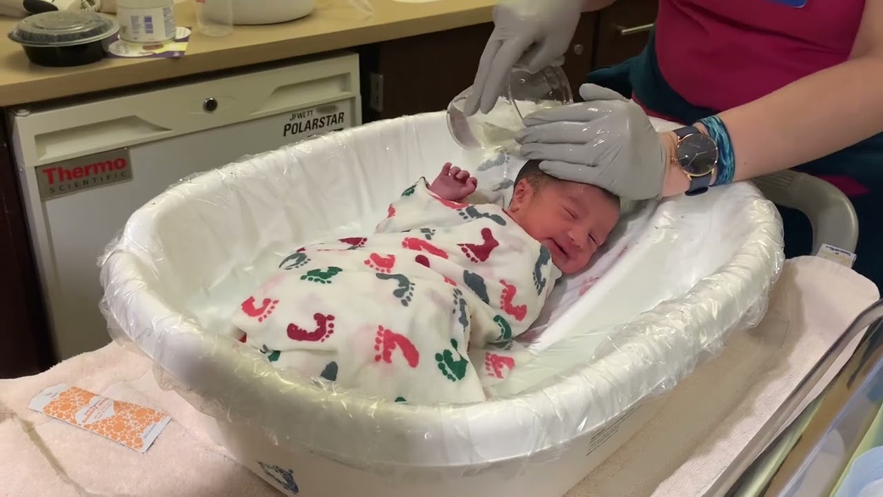 Junnu’s first bath on day 1 in hospital