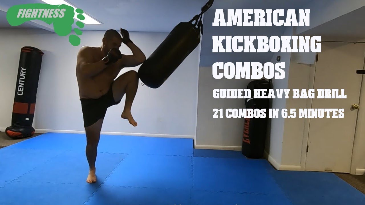 American Kickboxing Combos - Guided Heavy Bag Drill - FIGHTNESS MMA