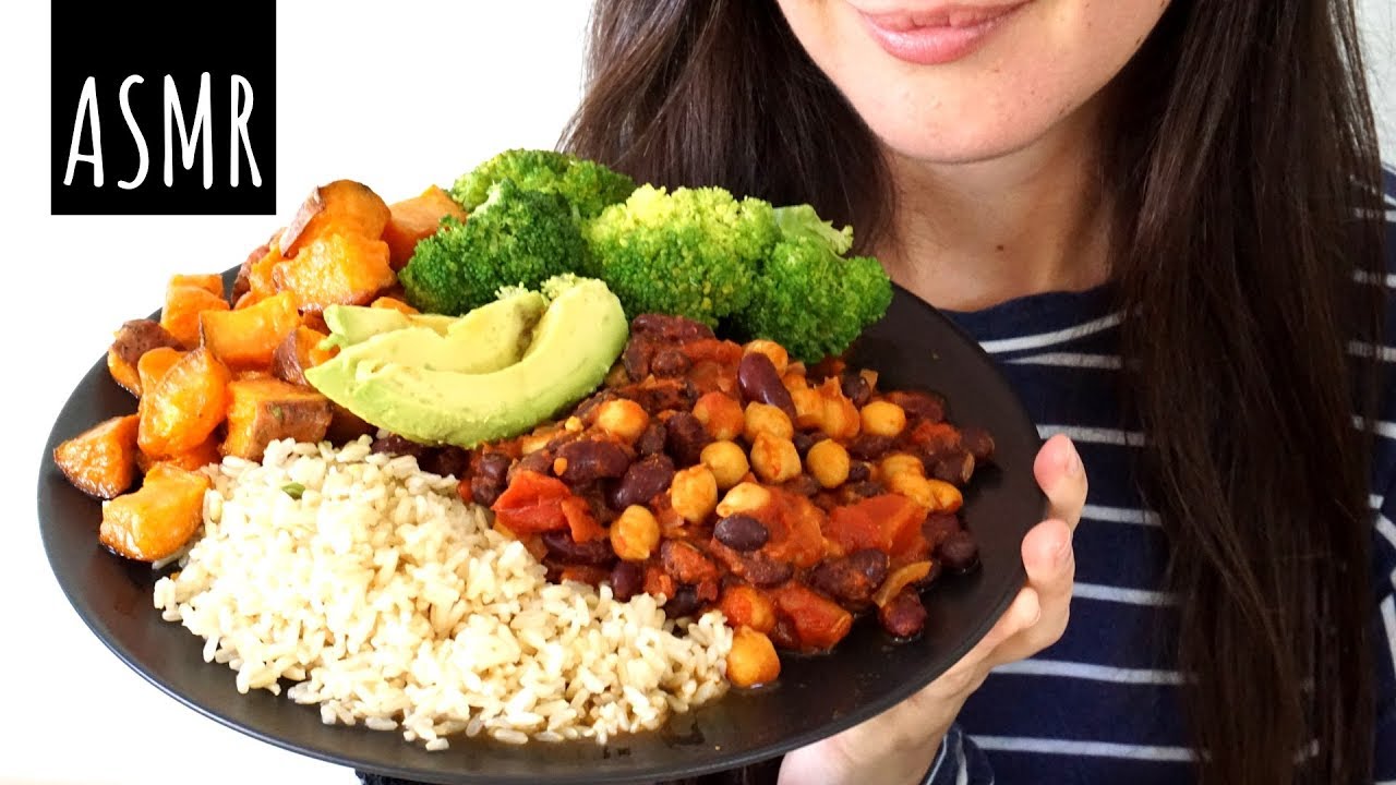 ASMR Eating Sounds: Rice, Beans & Greens (No Talking)
