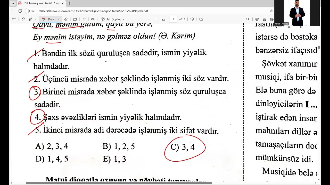 OTK SINAQ İMTAHANI- 16 noyabr MA Tədris Mərkəzində MQM və OTK-nın  təşkil etdiyi sınağın izahı!