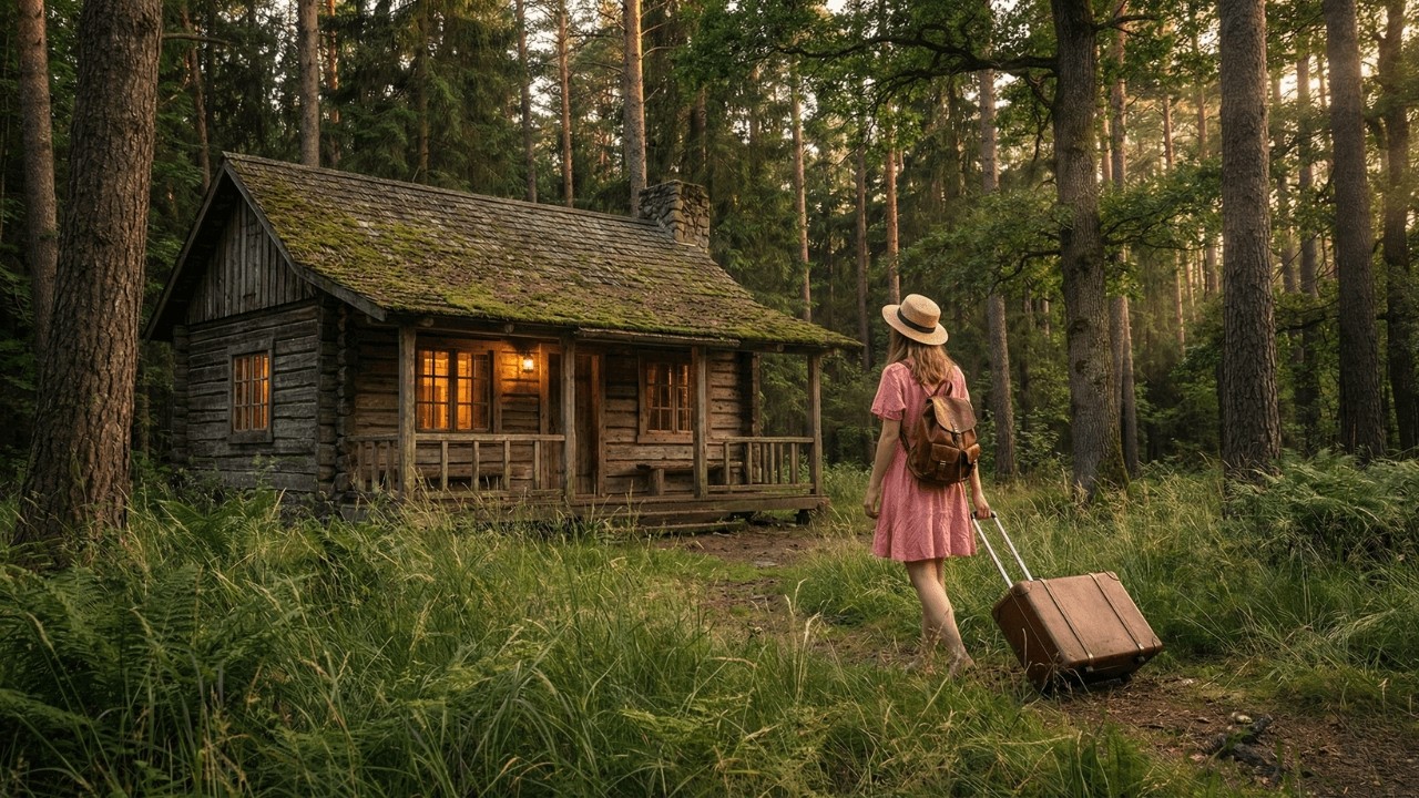 A young woman quits her job and goes into the forest to build a house for an elderly woman