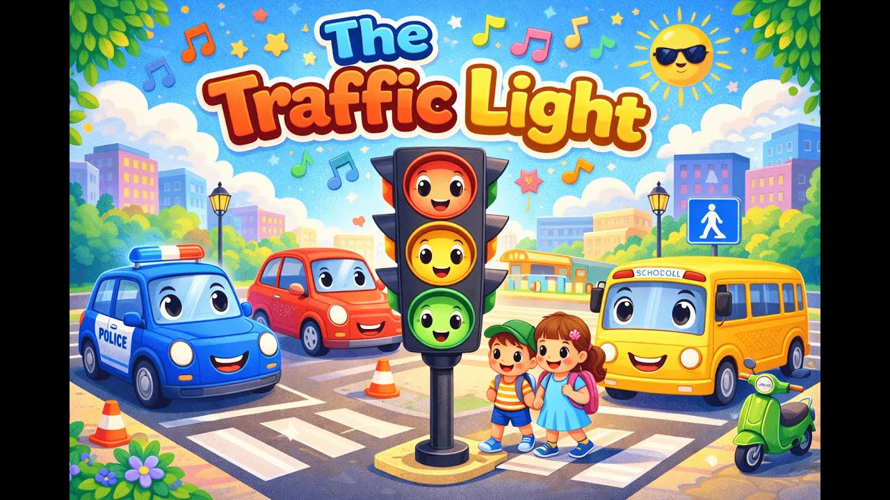 🚦 The Traffic Light Song – Red, Yellow, Green | Kids Road Safety | Stop • Slow • Go!