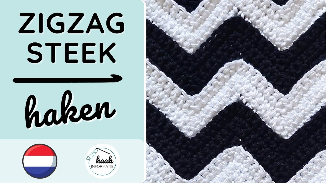 Zigzagsteek haken met vasten | Chevronsteek