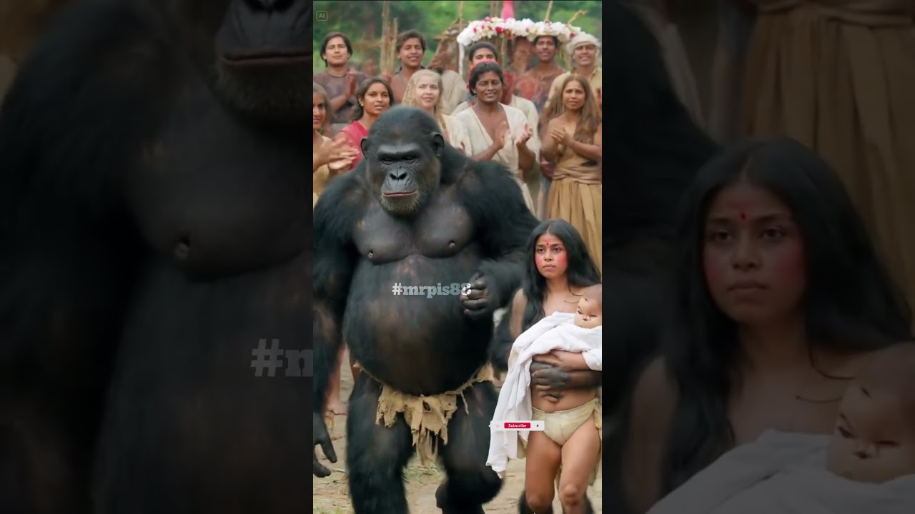 Gorilla friend with villagers in fun event #nature #animals