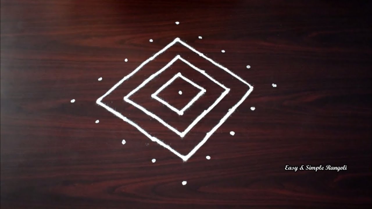 Lotus Kolam Design with 9X1 Dots | Simple Rangoli Designs | Easy Rangoli Designs | Kolam | Muggulu